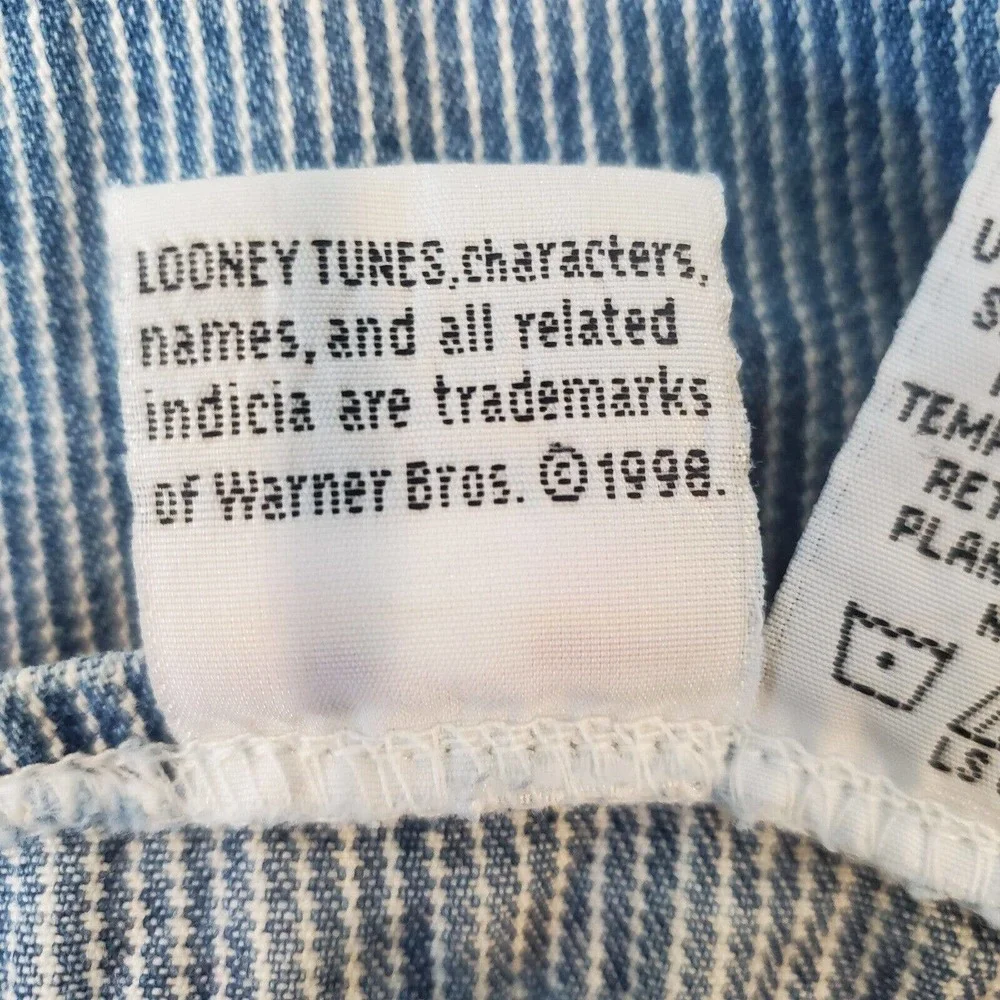 Vintage 1998 Looney Tunes Tweety Bird Denim Overalls Girls Size 10 Bibs‎ (30X21)